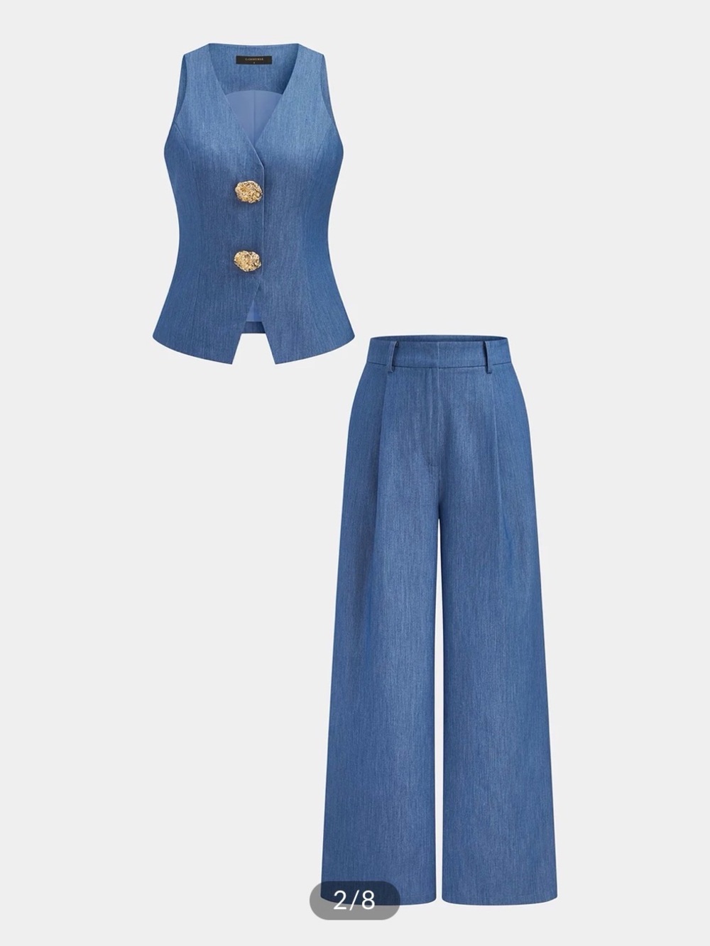 Women's grey Wide-Leg Pants & Vest Set
